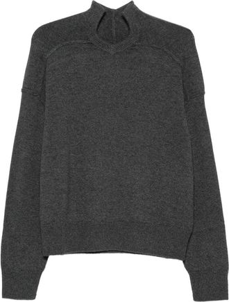 Coperni High Neck Knit Sweater with Cut-Out Detailing and Logo
