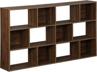 Sweeek Libreria con 3 baldas y 12 compartimentos, madera de nogal
