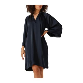 Bruuns Bazaar Kleedjes, Dames, Blauw, S, Polyester, Stijlvolle Donkerblauwe Mini Jurk