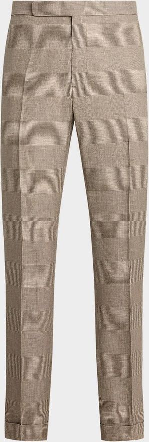 Mens Glen Plaid Flat-Front Trousers