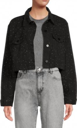 Vintage Havana Rhinestone Denim Crop Jacket In Black