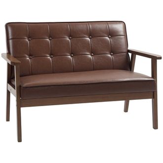 HOMCOM Sof&aacute; de 2 plazas 115x70x81 cm marr&oacute;n