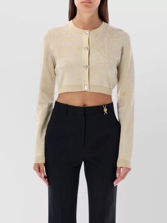 Versace baroque knit cropped cardigan with round buttons