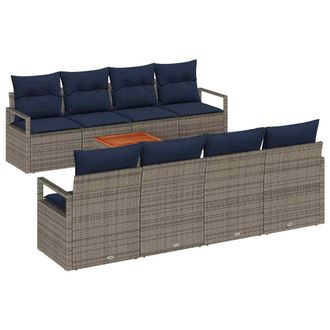 vidaXL Conjunto De Sof&aacute;s De Jard&iacute;n 9 Pcs Gris Rat&aacute;n Sint&eacute;tico Vidaxl