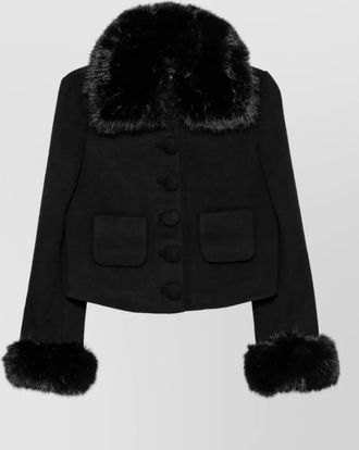 Self Portrait wool faux fur trim jacket