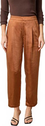 Lilla P Satin Fly Front Pant In Copper