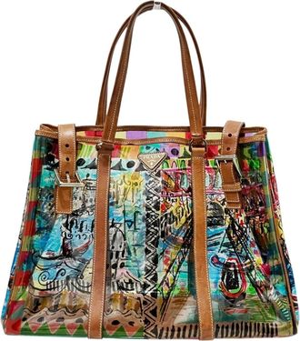 Prada Multi-Color Vinyl Leather Tote Bag (Pre-Owned)