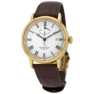 Orient Star Automatic White Dial Brown Leather Mens Watch RE-AU0001S00B