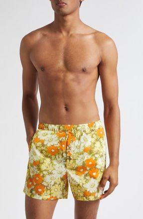 Valentino Floral Swim Trucks in Yellow Multi at Nordstrom, Size 52