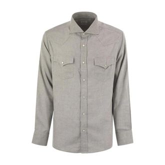 Brunello Cucinelli Brunello Cucinelli, Casual Shirts, male, Gray, Size: L Western Shirt