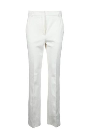 Sportmax Tailored White Trousers with Mid-Rise Waist