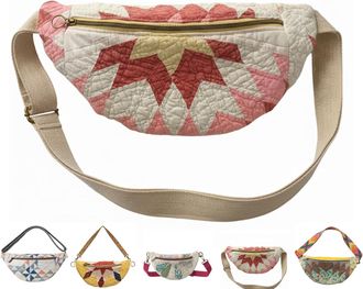 Generic Vintage-Inspired Patchwork Quilted Sling Bag, Patchwork Quilted Crossbody Bag, Bohemian Fabric Shoulder Satchel (C)