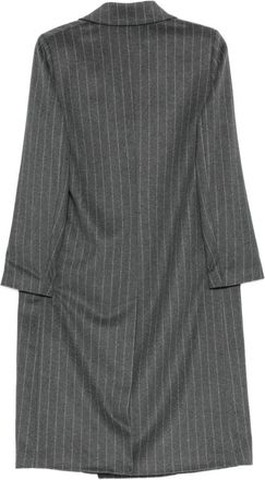 Palt&ograve; Pinstripe Wool Double-Breasted Coat - Grey