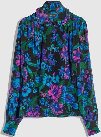 Gucci Printed Silk Cr&ecirc;pe De Chine Shirt, Purple
