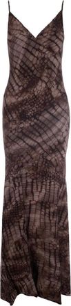 Elisabetta Franchi Brown Animal Print V Neck Maxi Dress
