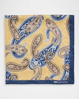 Kiton Men & apos;s Paisley Silk Pocket Square