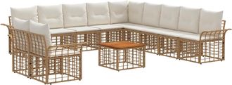 vidaXL Conjunto De Sof&aacute;s De Exterior 12 Uds. 11 Plaza Natural Y Crema Vidaxl