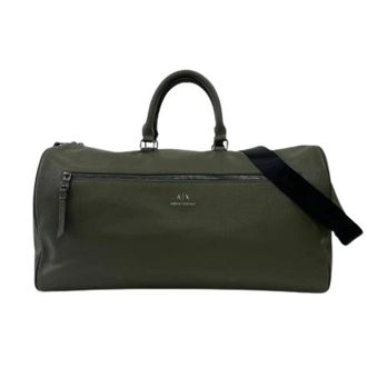Armani Vintage, unisex, Groen, ONE Size, Leer, Pre-owned Exchange Boston Bag 2way Bag