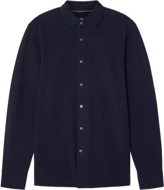 Robert Talbott Foster Long Sleeve Knit Shirt in Navy at Nordstrom, Size X-Large