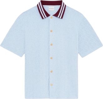 Dr&ocirc;le de Monsieur Monogram Shirt - Heren - Korte mouwen Overhemden - Blauw - L - Overhemden