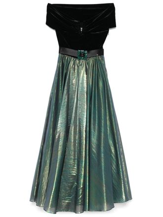 Nissa chiffon lam&eacute; maxi dress - women - Polyester/Spandex/Elastane/Polyamide/Metallic Fibre/Polyester/Spandex/Elastane/Viscose - 38 - Black