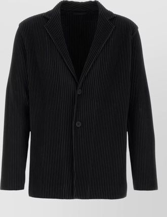 Homme Pliss&eacute; Issey Miyake ribbed blazer featuring notched lapels