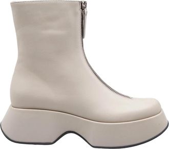 Vic Mati&eacute; Desert Leren Enkellaarzen met Rits - Dames - Enkellaarsjes - Beige - 38 1/2 EU - Leer - Schoenen