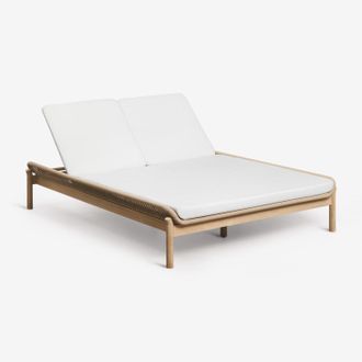 Sklum Tumbona Doble Reclinable En Madera De Acacia Y Cuerda Trenzada Karvia Sklum