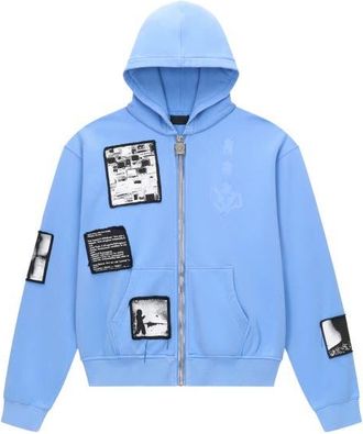 Rta Zev Digital Patch Zip Hoodie in Blue Digital Patch at Nordstrom, Size X-Large