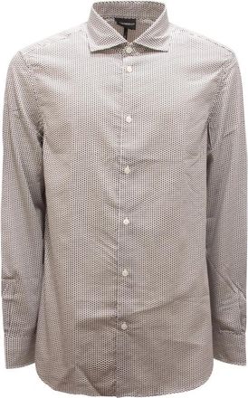 Armani Regular Fit Overhemd met Onde-patroon - Heren - Casual Overhemden - Wit - L - Katoen - Overhemden