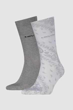 Levi's Regular Cut Bandana Print Socks 2 pack - Hombre - 39 - Gris / Grey Combo