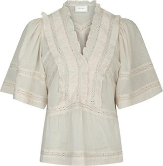 Neo Noir Zomer Voile Top met Strikdetails - Dames - Blouses - Wit - M - Katoen - Overhemden