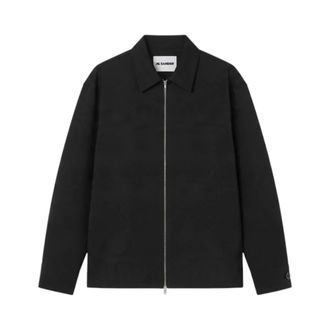 Jil Sander Wollen jack met ritssluiting - Heren - Jassen - Zwart - Maat: 2XL Wol