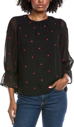 CeCe by Cynthia Steffe Cece Shirred Neck 3/4 Ruffle Sleeve Top
