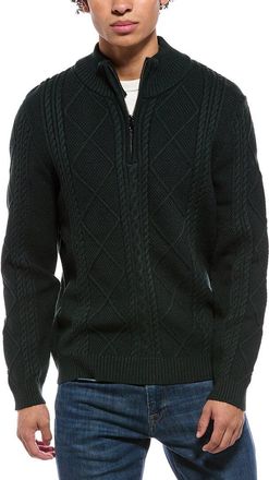 Jason Wu Quarter Zip Diamond Cable Knit Mock Neck Sweater