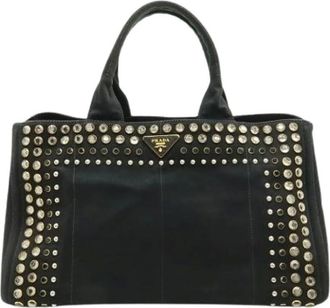 Prada Pre-owned Tote Bags, female, Black, Size: ONE SIZE Pre-owned Vintage Canvas Tote Bag