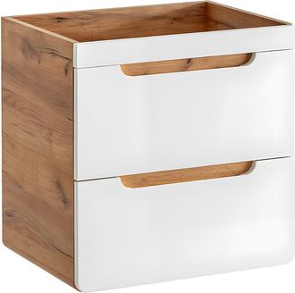 Vente-Unique Mueble de lavabo suspendido color natural y blanco 60 cm - ARUBA