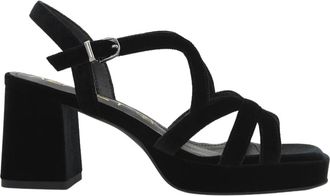 Azarey Velvet Sandals with Wide Heel and Platform, Black 77, 8.5 UK