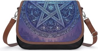 Generic Purple Pentagram Womens Crossbody Bag Fashion Shoulder Handbags Message Tote Bag with Adjustable Strap