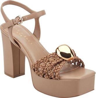 Marc Fisher Cabell Ankle Strap Platform Sandal in Medium Natural at Nordstrom, Size 5.5