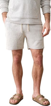 Marine Layer Portola Drawstring Beach Shorts in White/navy at Nordstrom, Size X-Large