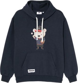 Chocoolate bear-print hoodie - Blue