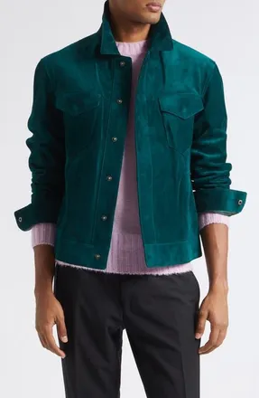 Tom Ford Suede Western Jacket in Gcu Emerald at Nordstrom, Size 54