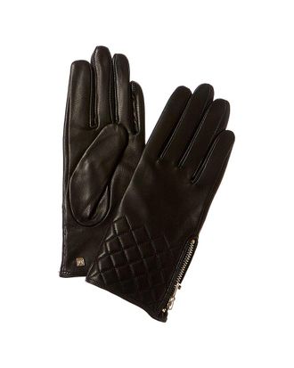 Bruno Magli Diamond Quilted Cashmere-Lined Leather Gloves