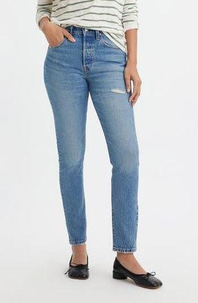 Levi's 501 Ripped High Waist Skinny Jeans in Historically Blue at Nordstrom Rack, Size 29 X 28