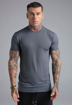 Siksilk Camiseta para Hombres Azul de Ajuste Muscular XXL