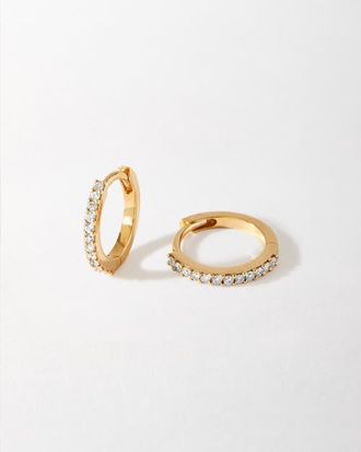Edge of Ember Pave Diamond Huggies in Yellow Gold at Nordstrom