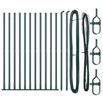 Berkfield Home Fence Posts Set with Base Plates Set of 26 Green Steel