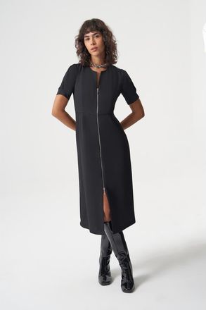 Mizalle Woven Zipper Dress in Black at Nordstrom, Size 4