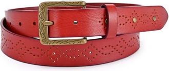 OLD TREND Daisy Genuine Leather Perforated Floral Detail Belt in Cognac at Nordstrom, Size Medium